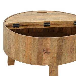 Coffee table Darian solid mango wood walnut color D90x45cm