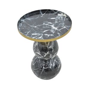 Coffee table Dearest Inart metal blue marble/gold color D41x57cm