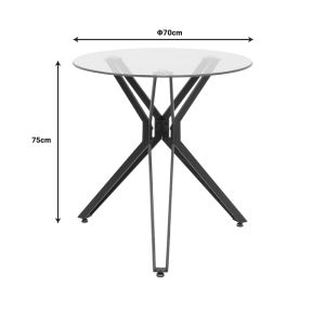 Coffee table Dezous glass-black metal legs D70x75cm