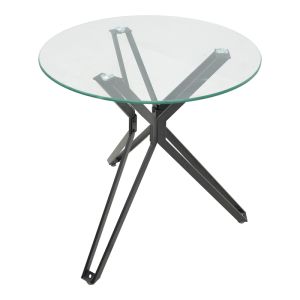 Coffee table Dezous glass-black metal legs D70x75cm