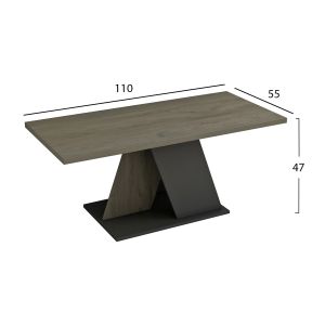 Coffee table Dile Hm9528.01 made of melamine, sonoma/gray color, 110x55x47hcm