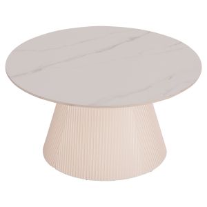 Coffee table Duncan Hm18022.02 ceramic top-MDF base-cream white Φ80x41hcm.