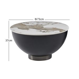 Холна маса Eridano Sm18309.02 черен метал-синтрован камък Pandora D73x37hcm