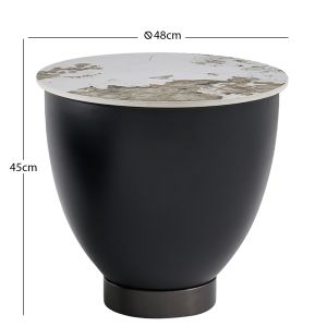 Холна маса Eridano Sm18310.02 черен метал-синерован камък Pandora D48x45hcm