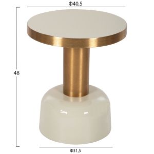 Coffee table Erode Hm4243,07 metal enamel lacquer ecru and gold D40,5x48hcm
