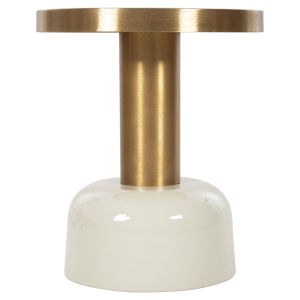 Coffee table Erode Hm4243,07 metal enamel lacquer ecru and gold D40,5x48hcm