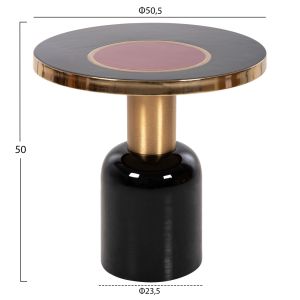 Coffee table Erode Hm4248.01 metal enamel lacquer black/cherry D50.5x50hcm