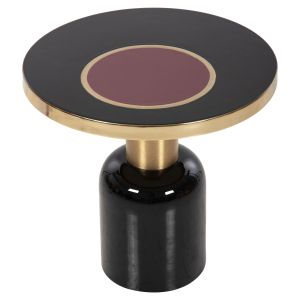 Coffee table Erode Hm4248.01 metal enamel lacquer black/cherry D50.5x50hcm