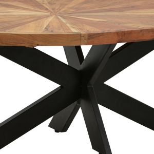 Coffee table Fardy made of solid acacia wood in natural color with black metal legs 120x60x45cm