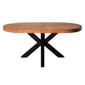 Coffee table Fardy made of solid acacia wood in natural color with black metal legs 120x60x45cm