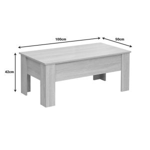 Coffee table Ferza, polymorphic, oak color 100x50x42cm