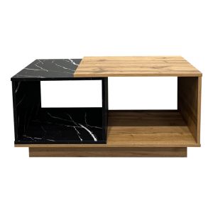 Coffee table Fetix in black marble-sonoma shade 90x45x45cm