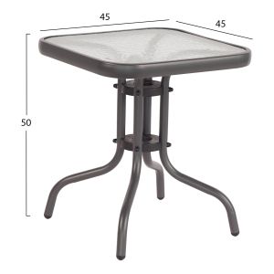 Coffee table Figo Hm6067.01 metal in gray tempered glass top 45x45x51hcm.