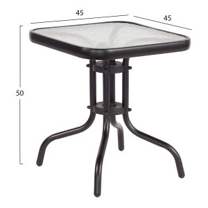 Coffee table Figo Hm6067.03 metal in black tempered glass top 45x45x51hcm.