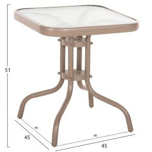 Coffee table Figo Hm6067.04 metal in champagne color-tempered glass top 45x45x51hcm.