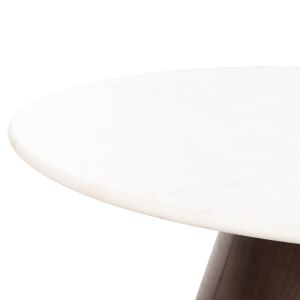 Coffee table Foden white marble top glossy and metal base in antique copper color D77x40hcm Hm9721