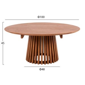 Coffee table Frantz solid pine wood Hm9523,11 in natural color D100x45hcm