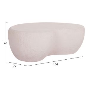 Coffee table Gerson Santorini Hm18151.02s fiber cement in white --104x72x40cm.