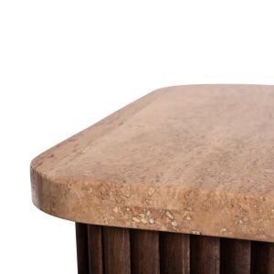 Coffee table Gladys Hm9713 made of solid mango wood, white travertine top 40x40x60hcm