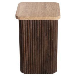 Coffee table Gladys Hm9713 made of solid mango wood, white travertine top 40x40x60hcm