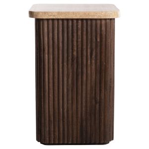 Coffee table Gladys Hm9713 made of solid mango wood, white travertine top 40x40x60hcm