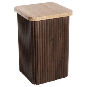 Coffee table Gladys Hm9713 made of solid mango wood, white travertine top 40x40x60hcm