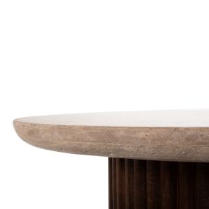 Coffee table Gladys Hm9714 made of solid mango wood and travertine top D55x50hcm