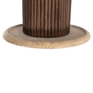 Coffee table Gladys Hm9714 made of solid mango wood and travertine top D55x50hcm