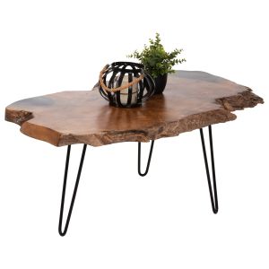 Coffee table Glaze Naturally Hm9750 made of solid teak wood with black metal legs 110x60x48hcm