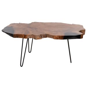 Coffee table Glaze Naturally Hm9750 made of solid teak wood with black metal legs 110x60x48hcm