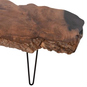 Coffee table Glaze Naturally Hm9750 made of solid teak wood with black metal legs 110x60x48hcm