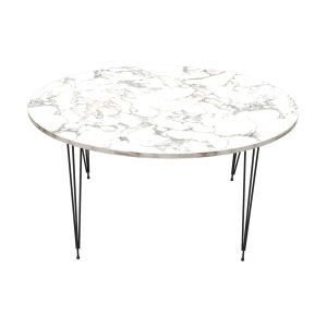 Coffee table Granit Hm18177.01 melamine in the look of white marble-black metal legs 90x50x42hcm