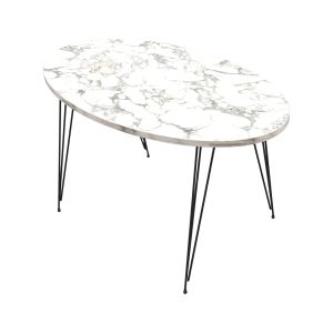 Coffee table Granit Hm18177.01 melamine in the look of white marble-black metal legs 90x50x42hcm