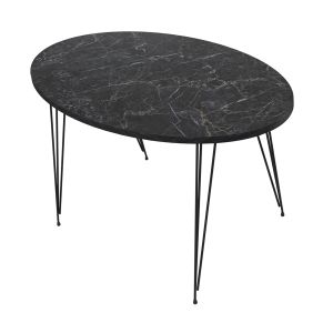 Coffee table Granit Hm18177.02 melamine in the look of black marble-black metal legs 90x50x42hcm