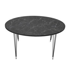 Coffee table Granit Hm18177.02 melamine in the look of black marble-black metal legs 90x50x42hcm