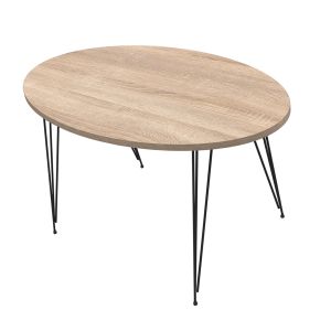 Coffee table Granit Hm18177.03 melamine in Sonama color-black metal legs 90x50x42hcm