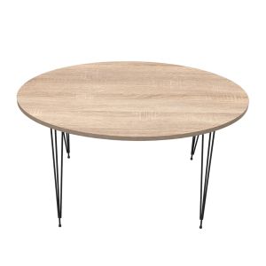 Coffee table Granit Hm18177.03 melamine in Sonama color-black metal legs 90x50x42hcm