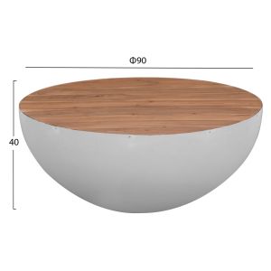 Half Moon coffee table /half moon/ metal base and solid acacia top D90x40 Hm8717,03