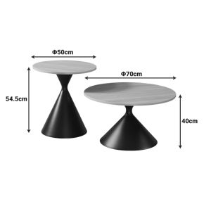 Coffee table Hemena set of 2 pieces in black-natural color