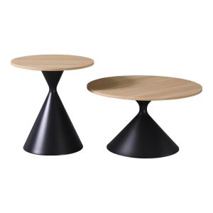 Coffee table Hemena set of 2 pieces in black-natural color