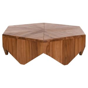 Coffee table Hexagon Hm9790 made of solid teak wood, natural color 114x99x34hcm