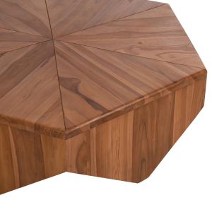 Coffee table Hexagon Hm9790 made of solid teak wood, natural color 114x99x34hcm