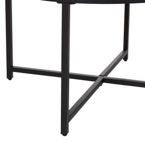 Coffee table Hm9420.03 made of black melamine with marble effect and black metal legs D80x48.5hcm