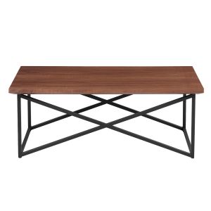 Coffee table Hm9469.02 with walnut veneered Mdf top with black metal base 120x60x45.5hcm