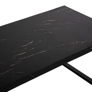 Coffee table Hm9585,01 Mdf top black with marble effect with black metal base 120x60x46hcm