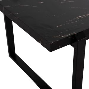 Coffee table Hm9585,01 Mdf top black with marble effect with black metal base 120x60x46hcm