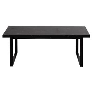 Coffee table Hm9585,01 Mdf top black with marble effect with black metal base 120x60x46hcm