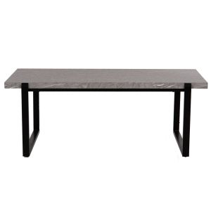 Coffee table Hm9585,02 Mdf top gray with marble effect with black metal base 120x60x46hcm