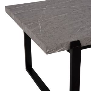 Coffee table Hm9585,02 Mdf top gray with marble effect with black metal base 120x60x46hcm