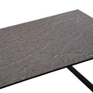Coffee table Hm9585,02 Mdf top gray with marble effect with black metal base 120x60x46hcm